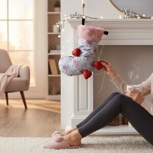 Christmas Stocking Handmade Velvet Velour Gossip Girl Pink Sherpa Gift NEW